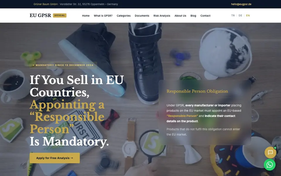 eugpsr.de, B2B · Uyumluluk